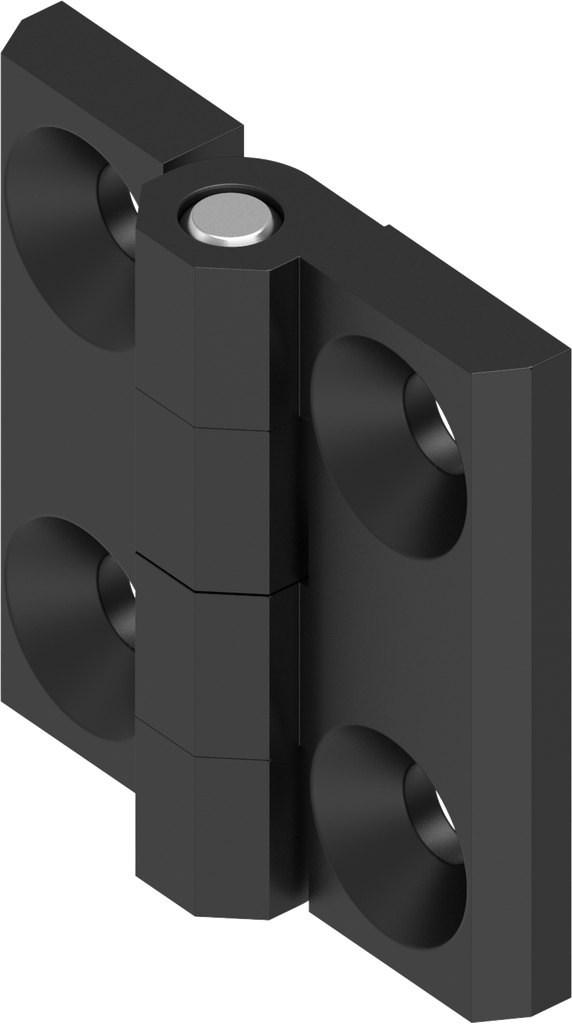 180° Hinge, Zinc die black powder-coated smooth matt