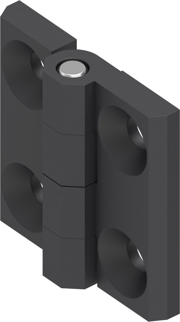 180° Hinge, Zinc die black powder-coated for outdoor use