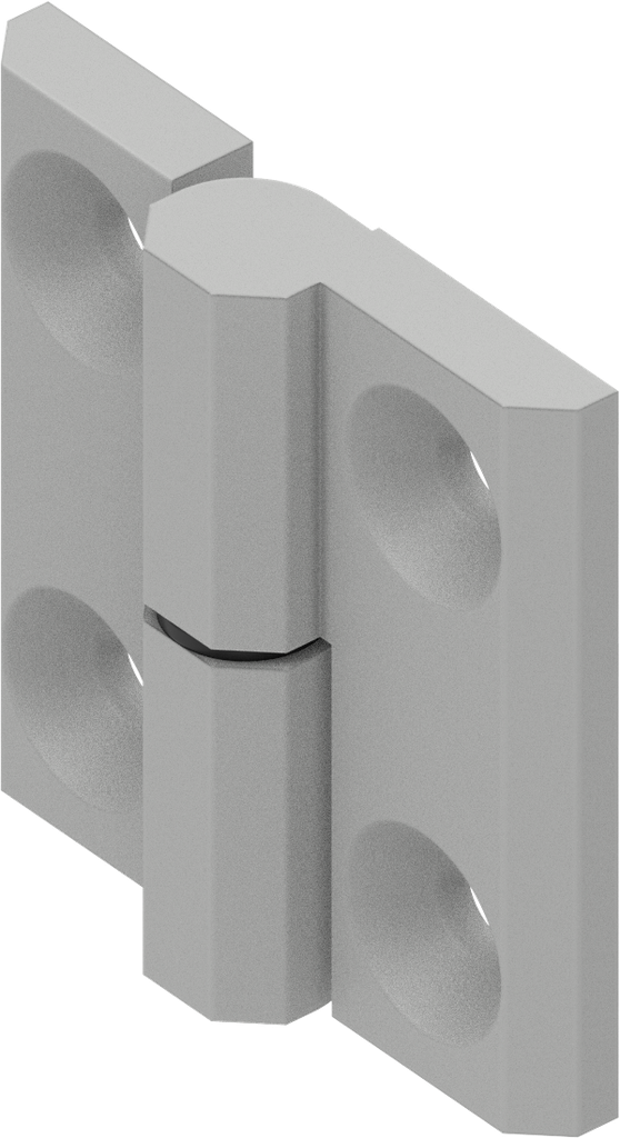 180° Hinge, left version, Zinc die white aluminium powder-coated