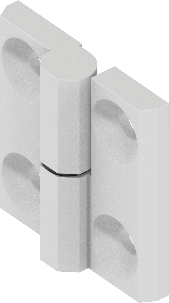 180° Hinge, right version, Zinc die white aluminium powder-coated