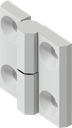 180° Hinge, left version, Zinc die white aluminium powder-coated