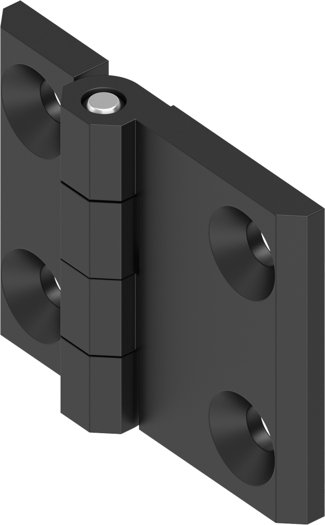 180° Hinge, Zinc die black powder-coated smooth matt