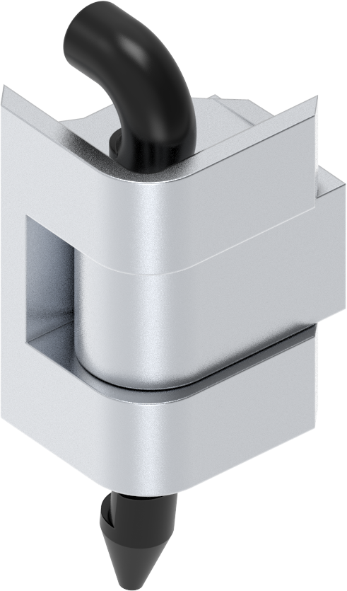 180° Hinge with clip-in polyamide pin, Zinc die chrome-plated