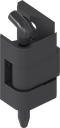 180° Hinge with clip-in polyamide pin, Zinc die black powder-coated