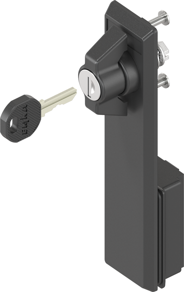 Escutcheon with wing knob, keyed EK 333, Polyamide black and zinc die black powder-coated
