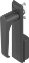 Escutcheon with L-handle, non-keyed, Polyamide black and zinc die black powder-coated