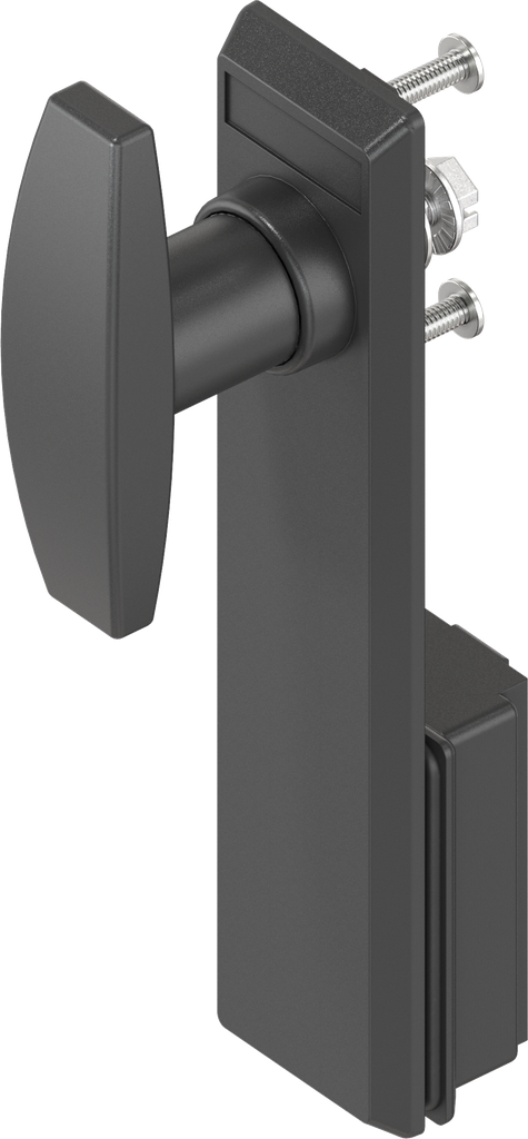 Escutcheon with T-handle, non-keyed, Polyamide black and zinc die black powder-coated