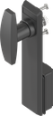 Escutcheon with T-handle, non-keyed, Polyamide black and zinc die black powder-coated