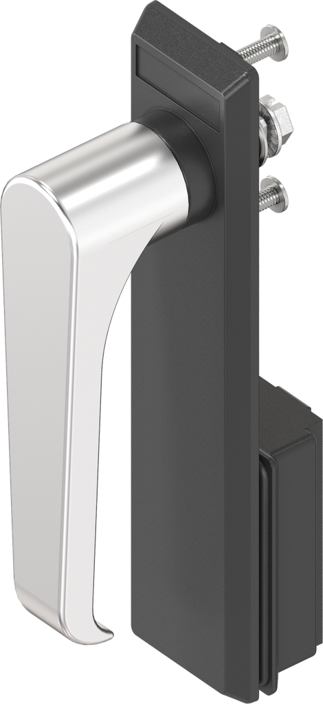 Escutcheon with L-handle, non-keyed, Stainless steel and polyamide black