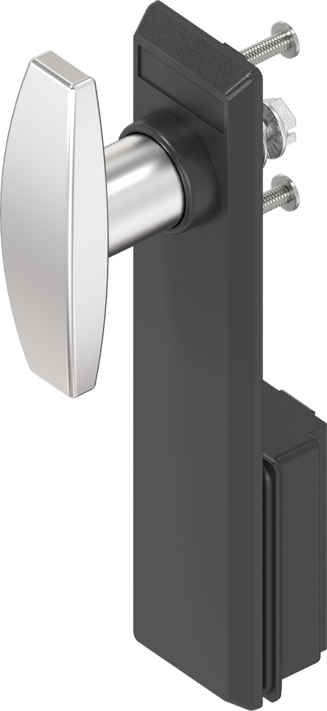 Escutcheon with T-handle, non-keyed, Stainless steel and polyamide black