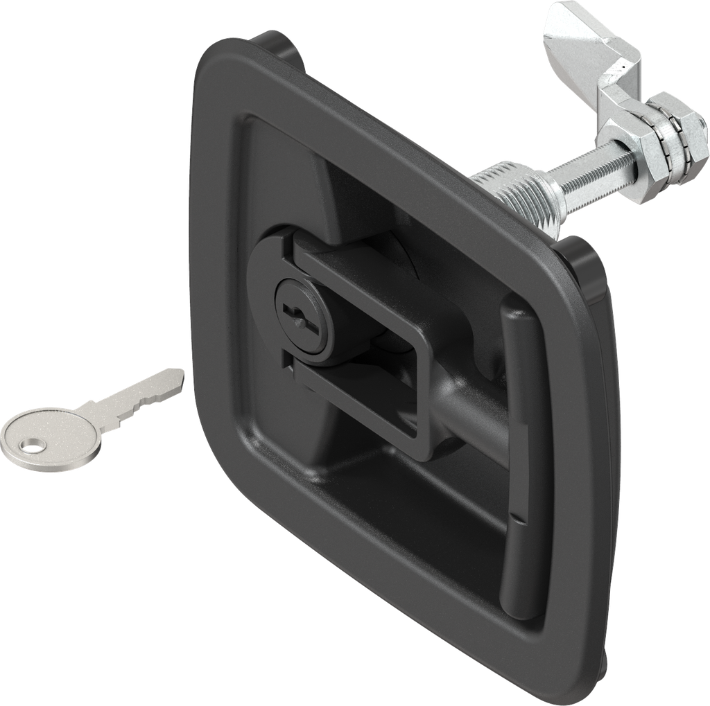 Chest handle with compression function keyed different, Polyamide black and zinc die black powder-coated