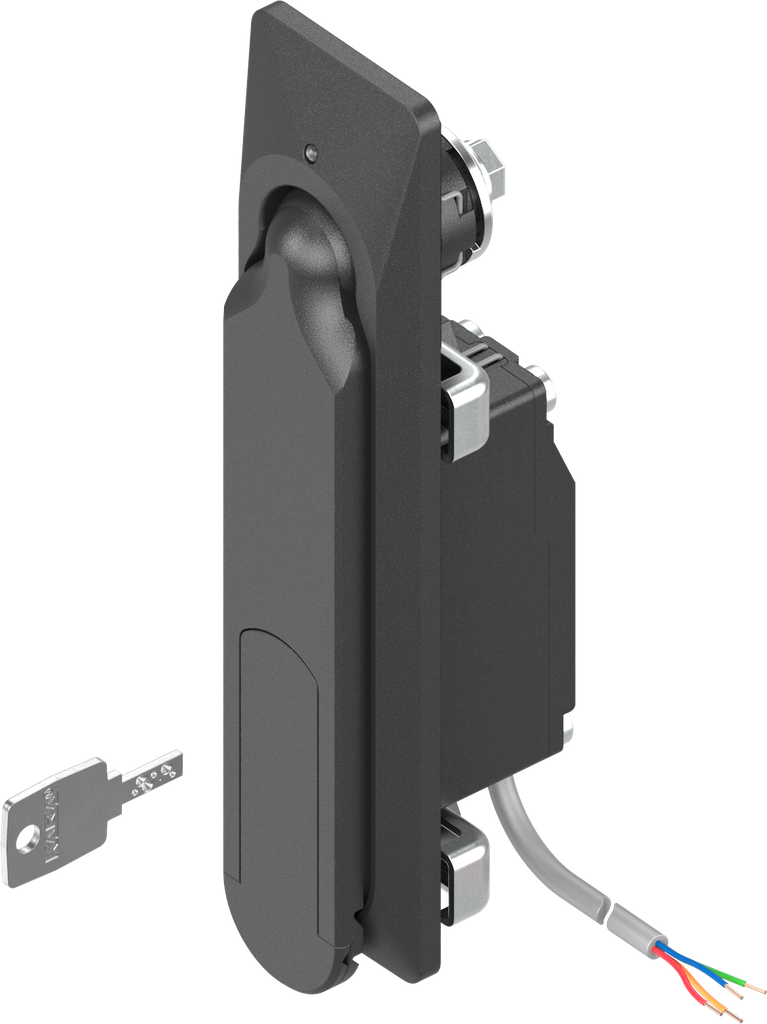 Swinghandle 1154 with electromagnetic release and emergency opening, keyed EH 6993, Zinc die black powder-coated
