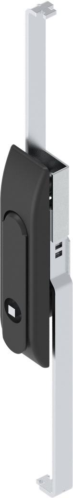 Schwenkgriff mit Schlossstangen mit Betätigung Vierkant 6, Polyamid und GD-Zn schwarz gepulvert