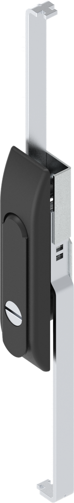 Schwenkgriff mit Schlossstangen mit Betätigung Schlitz 2 x 4, Polyamid und GD-Zn schwarz gepulvert