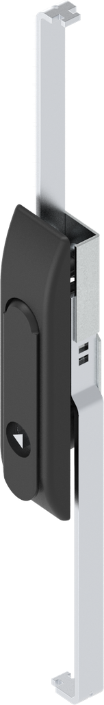 Schwenkgriff mit Schlossstangen mit Betätigung Dreikant 6,5 CNOMO, Polyamid und GD-Zn schwarz gepulvert