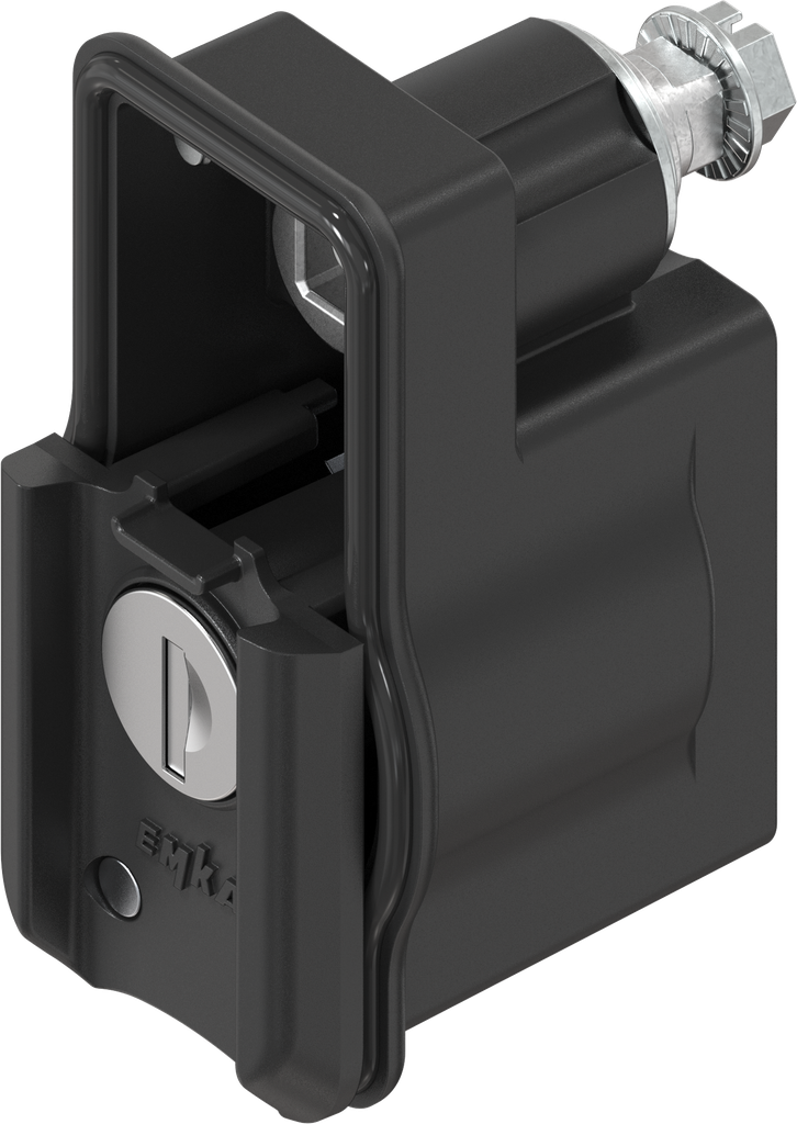 Locking set, right version, with round cylinder EK 333, Zinc die black powder-coated for outdoor use