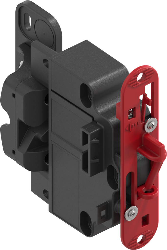 ePush Lock Elektromechanischer Druckverschluss mit Notöffnung für Zentralverriegelung und Umlenkung für Notöffnung, Polyamid GF schwarz