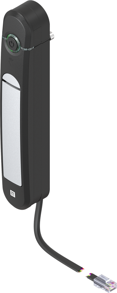 Schwenkgriff Agent E Wired mit RFID Kartenleser 13,56 MHz, GD-Zn weißaluminium gepulvert und Polyamid GF schwarz