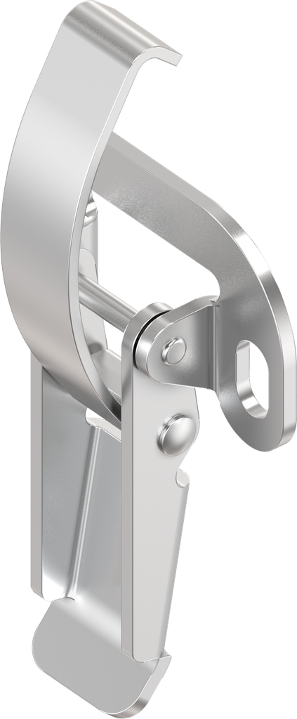 Toggle latch with adjustable tensioning hook, drilled, Stainless steel AISI 304