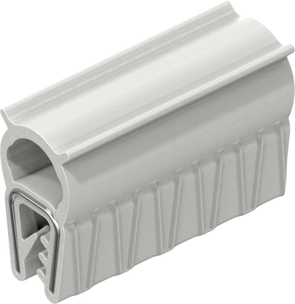 Sealing profile made of fire protection material, self-clamping, Silicon solid material 75 ± 5 Shore A pure white