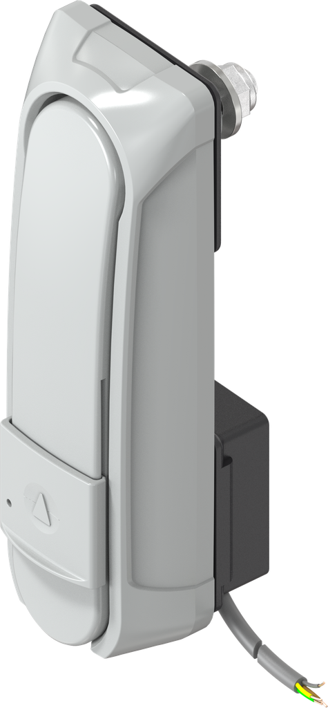 Swinghandle "short" with RC2, with electromechanical release and for profile half cylinder 40 mm or 45 mm (A = 30 mm or 45 mm), Zinc die grey powder-coated