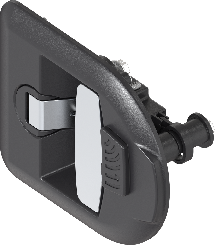 Folding T-handle with compression function for clip-in cylinder system 2 (HSC), Polyamide GF black and zinc die chrome-plated