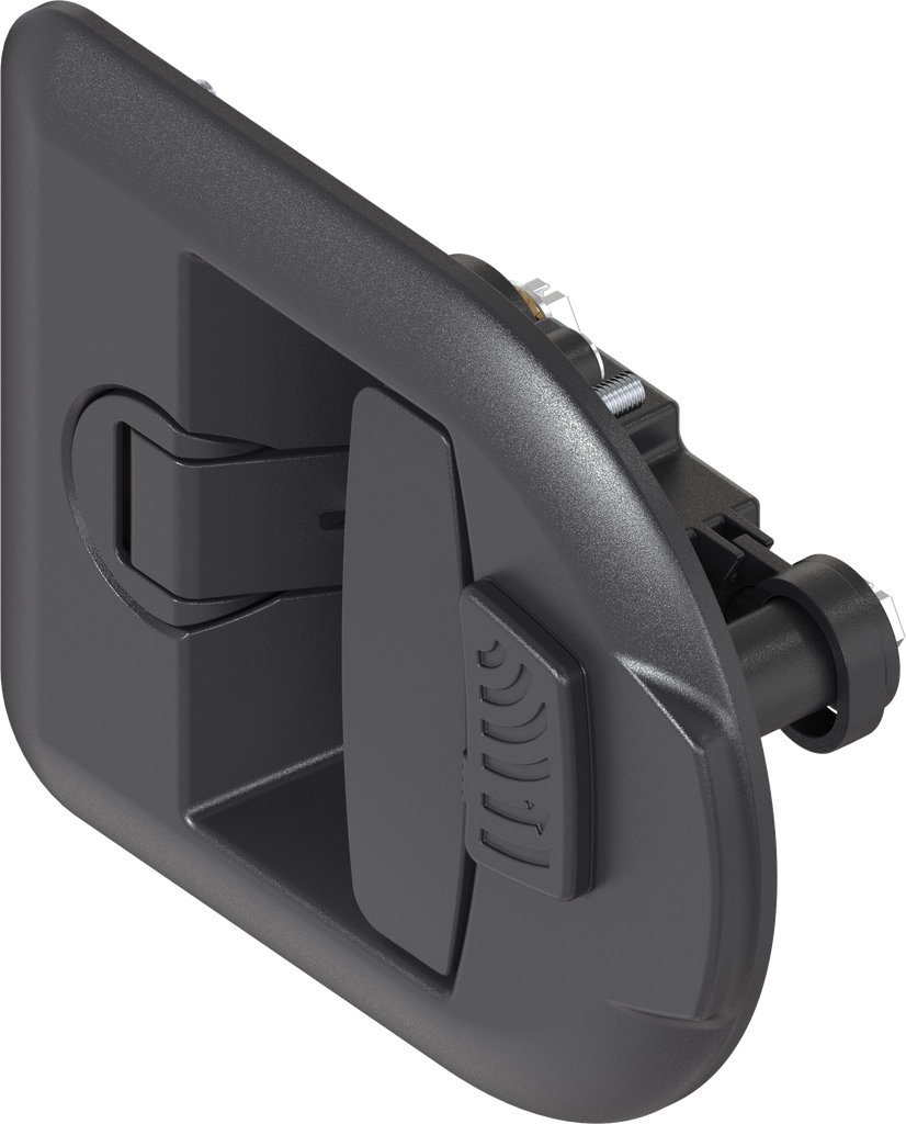 Folding T-handle with compression function, key system Ronis E, Polyamide GF black and zinc die black powder-coated