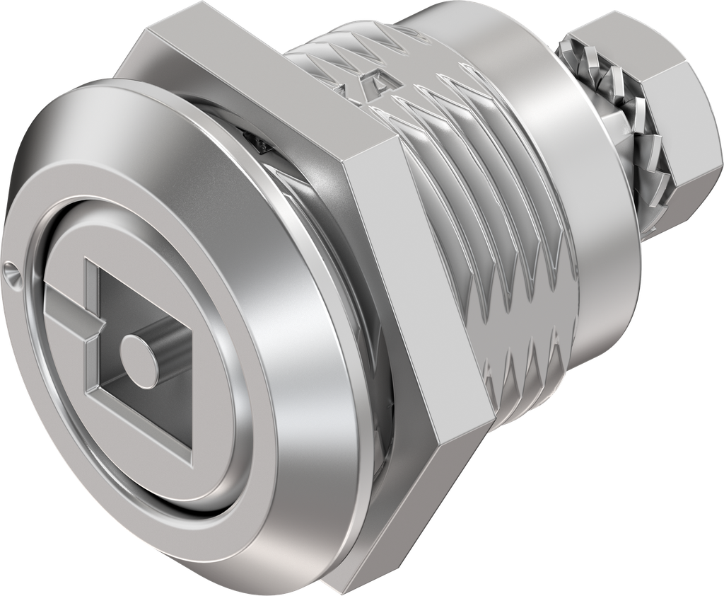 Compression latch square female 7.5 with pin and marking, Stainless steel AISI 316