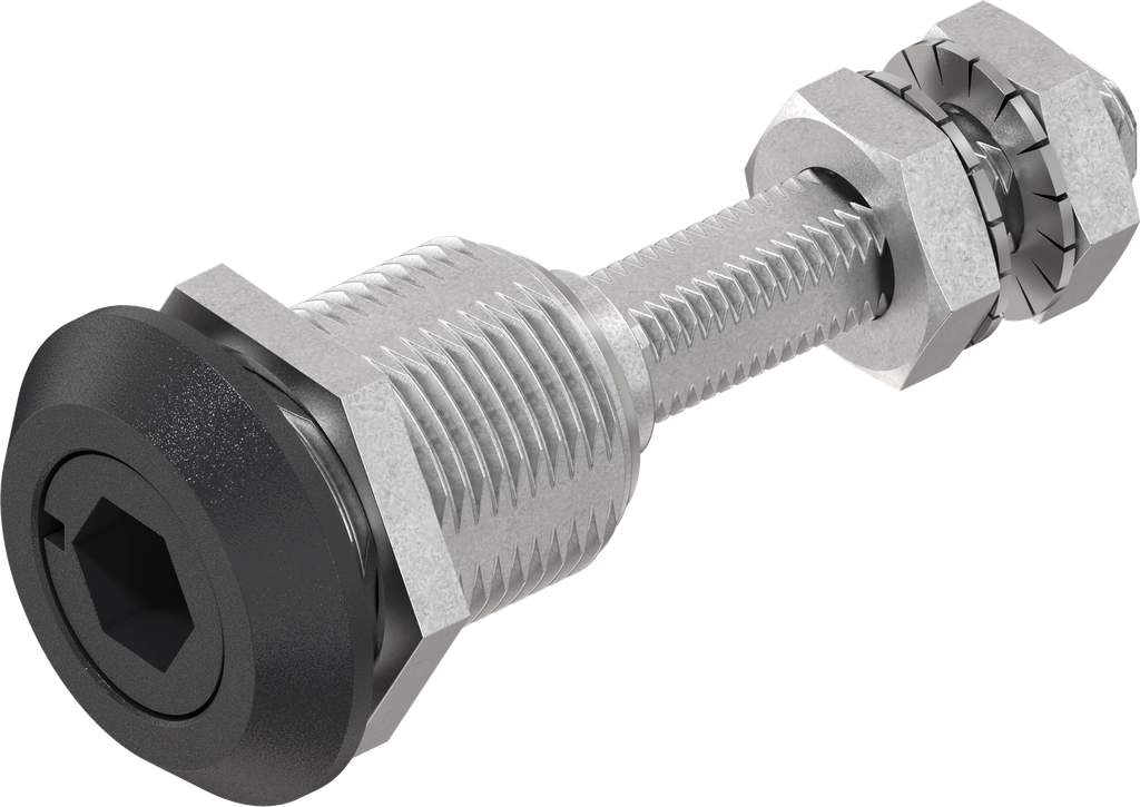 Compression latch hexagon female SW 10, Zinc die black powder-coated