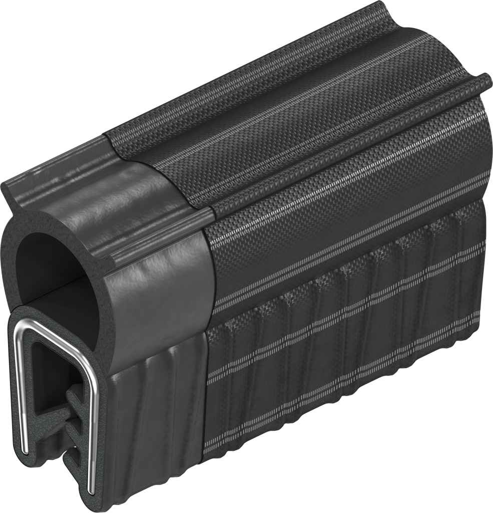EMC sealing profile, self-clamping, Soft foam rubber EPDM with conductive overall coating
