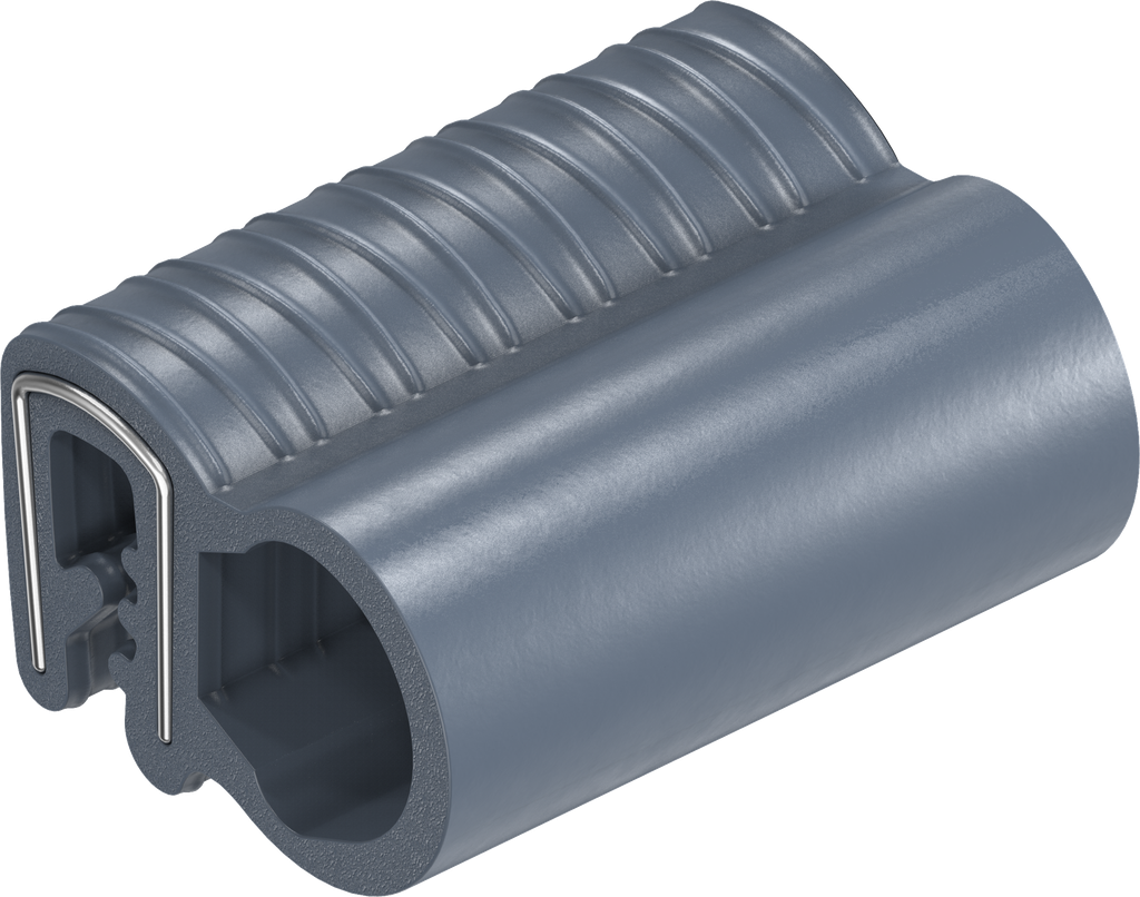 Sealing profile made of fire protection material, self-clamping, Silicon solid material 65 ± 5 Shore A blue black