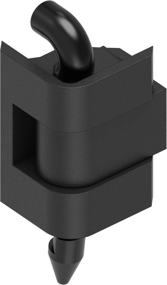 180° Scharnier mit klipsbaren Polyamid Stift, GD-Zn schwarz gepulvert