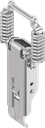 Toggle latch with springs for tolerance compensation with lock, drilled, Stainless steel AISI 304