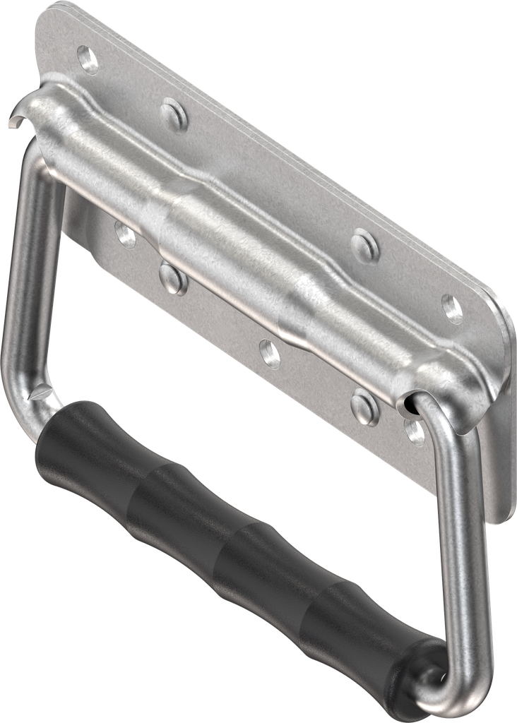 Chest handle with piano wire torsion spring, Steel zinc-plated DS plus top coat