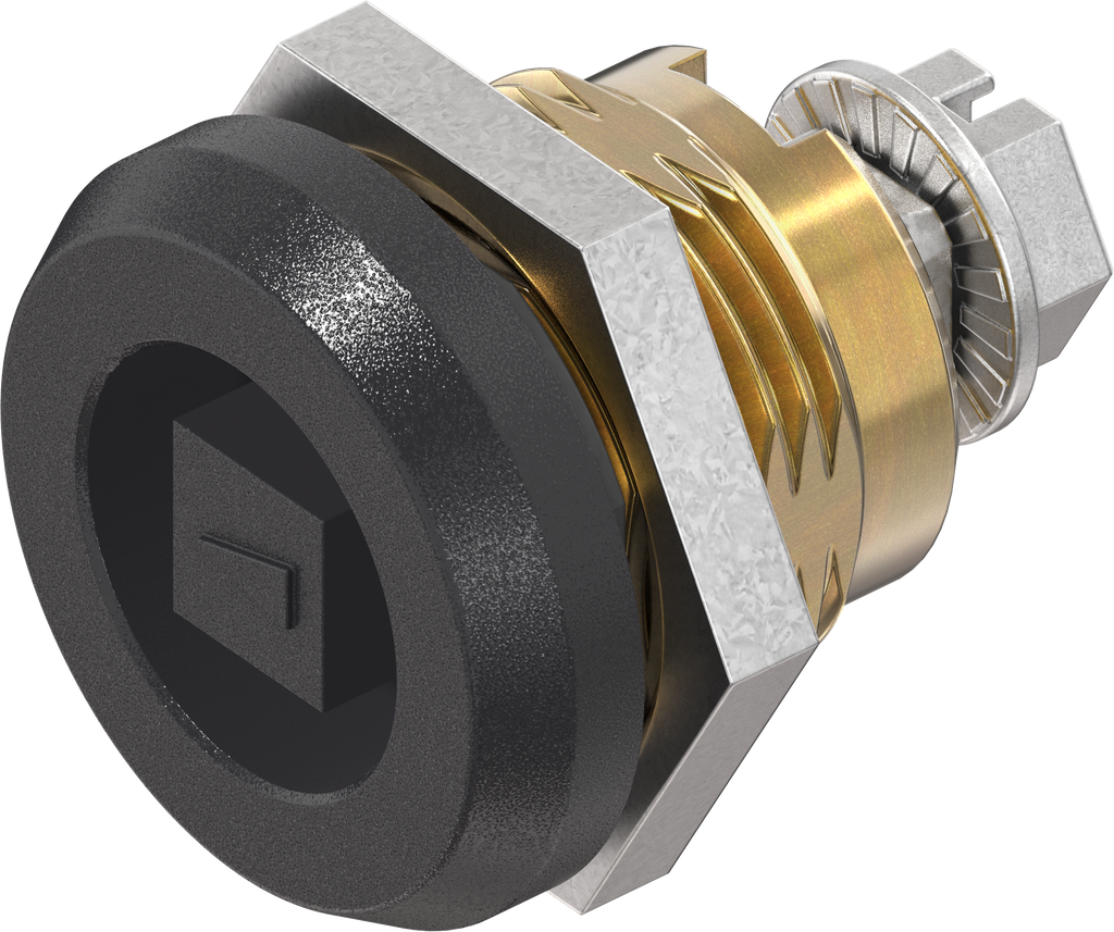 Safety quarter turn square 8, Brass and zinc die black powder-coated