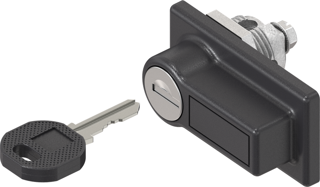 Panel handle quarter turn Ronis E, keyed different, Zinc die and polyamide black
