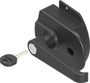 Prominent door lock with L-handle, keyed EK 333, Zinc die black powder-coated