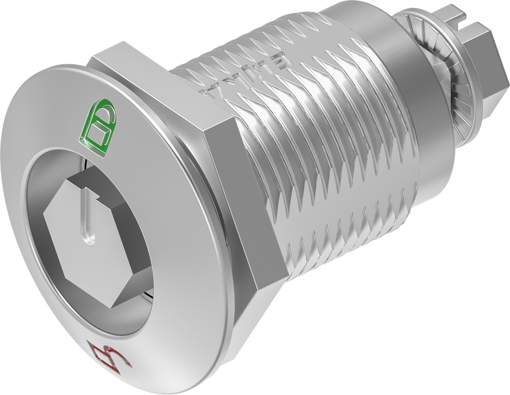 Dreh-Spann-Verschluss Außen-Sechskant SW 11 mit rot - grün Markierung, Edelstahl AISI 316 geschliffen
