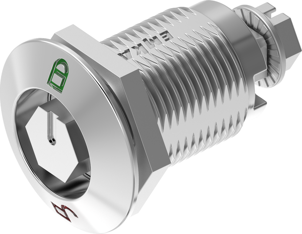 Compression latch hexagon male SW 11 with red-green marking, Stainless steel AISI 316 highly polished