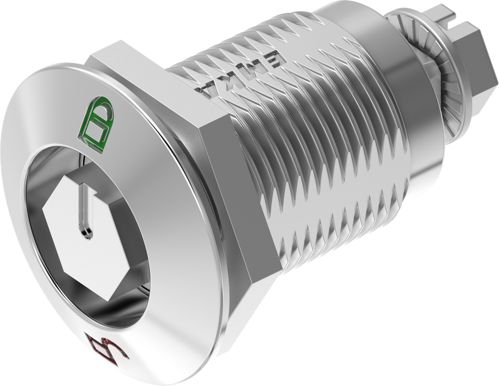 Compression latch hexagon male SW 11 with red-green marking, Stainless steel AISI 316 highly polished