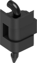 180° Hinge with clip-in polyamide pin, Zinc die black powder-coated