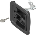 Chest handle with compression function keyed EK 333, Polyamide black and zinc die black powder-coated
