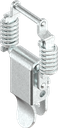 Toggle latch with springs for tolerance compensation without padlock facility, drilled, Steel zinc-plated DS plus top coat