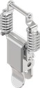 Toggle latch with springs for tolerance compensation without padlock facility, drilled, Stainless steel AISI 304